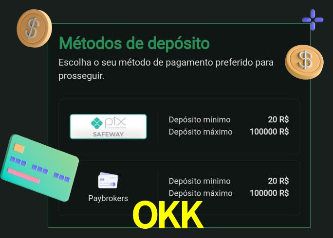 O cassino OKK oferece uma grande variedade de métodos de pagamento
